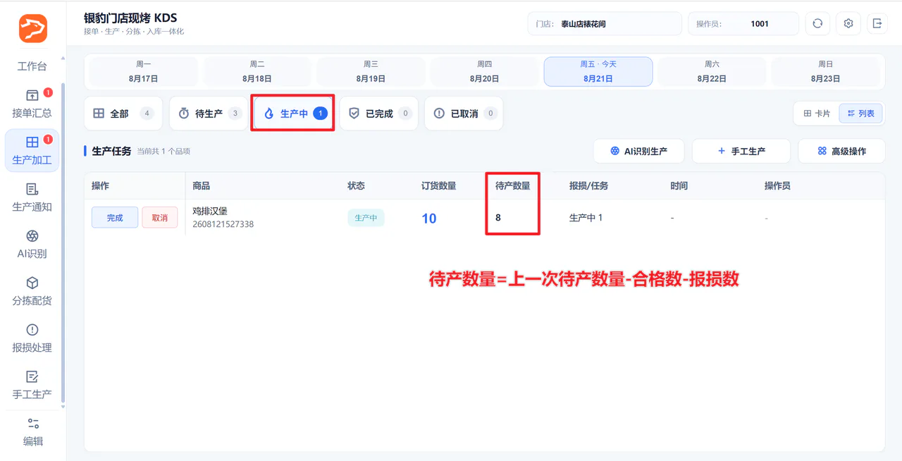 提交后任务进入生产中