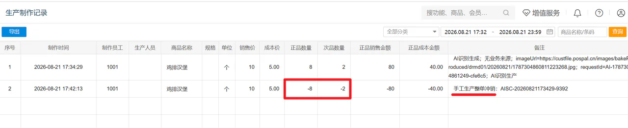 生产制作记录