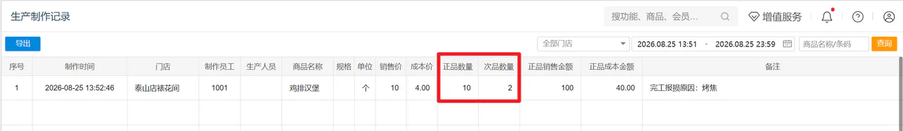 生产制作记录